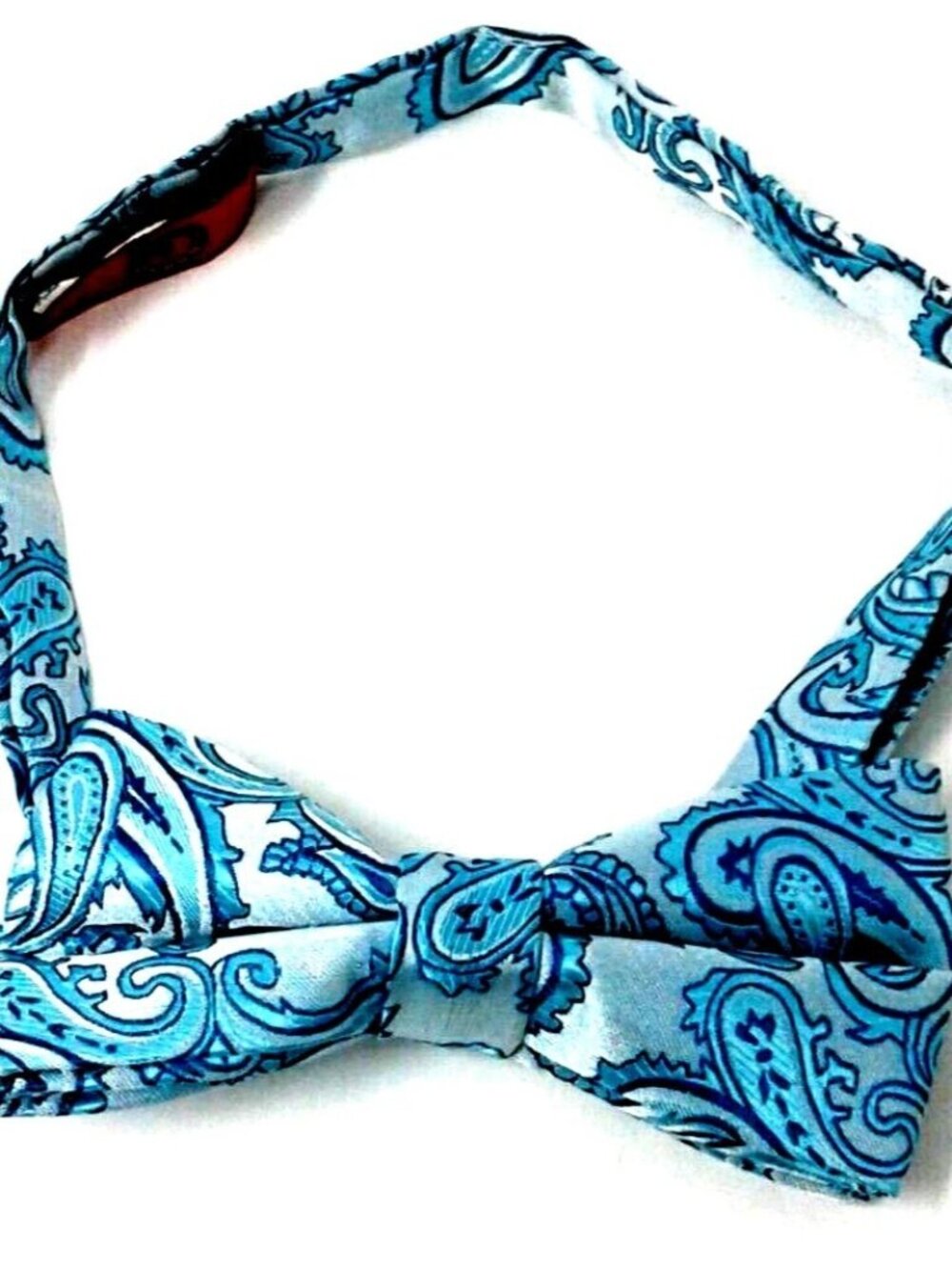 Paisley Bow Tie Bright Aqua Turquoise Pretied Adjustable Brand Q